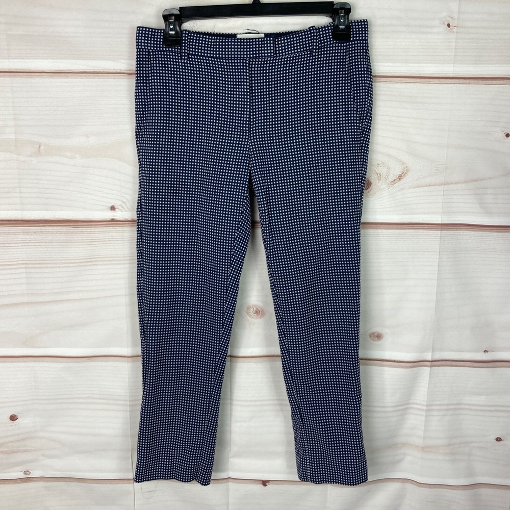 KULE by Nikki Kule Pant Women 4 Blue Dot Print Cropped Mid Rise Slim Leg Pockets